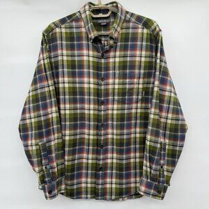 Eddie Bauer Long Sleeve‎ Button Down Plaid Flannel Shirt Men's Medium Cotton